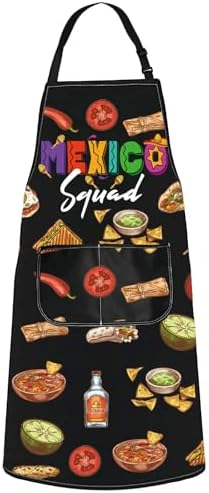JNIAP Mexican Chef Apron Mexican Kitchen Apron El Jefe Apron Mexico Cooking Apron Mexican Food Apron Mexicao Chef Gifts