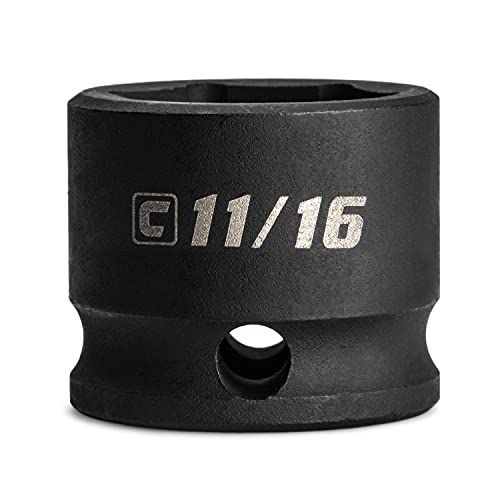 Image of Capri Tools 11 /16 in. Stubby Impact Socket, 3 /8 in. Drive, 6 Point, SAE