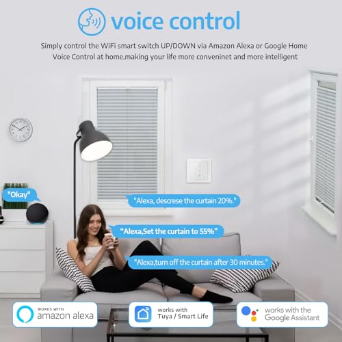 SMARTERCURRY Wlan Rolladenschalter, [7 Gen] Smart Rolladen Zeitschaltuhr zur Steuerung der Rollläden/Jalousien/Markisen, JalousienSchalter kompatibel mit Echo Alexa/Google Assistant,1 Stück | Weiß