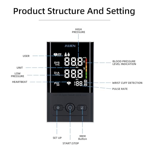 Image of Arm Blood Pressure Monitor Dual User 2x90 Memories Blood Pressure Machine Voice Broadcast with (8.5 inch-16.5 inch) Cuff Size 4*AAA Batteries 5V & 1A Type C USB Port