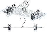 Mawa by Reston Lloyd Non-Slip Space-Saving Clothes Hanger For Pants & Skirts with Two Clips, Style K/40D, Set of 10, 15 3/4