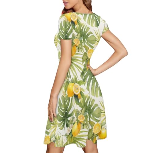 Image of AFPANQZ Womens Casual Summer Lightweight Vintage Dress Short Sleeve Midi Dress Knee-Long Luxury Formal Dress