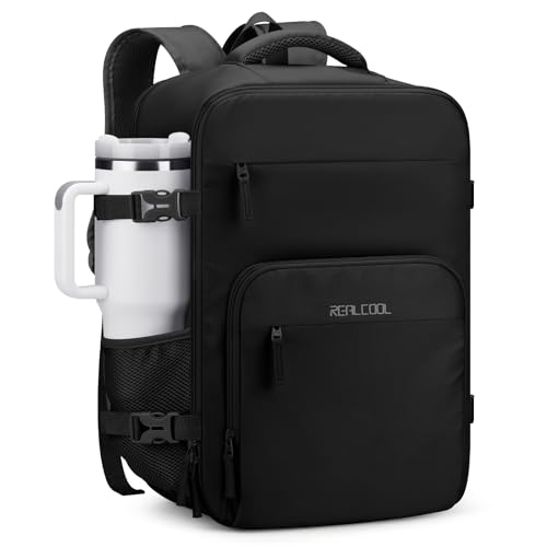 Image of RealCool 17.3 inch Laptop Travel Backpack, TSA Flight Approved Carry On Daypack | 180 Full-Open, Waterproof Wet Pocket, Compression Straps, Ergonomic Back Support, Luggage Belt, For Gym, School, Business