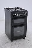 BlueFlame DG5403XBZB 50 cm Freestanding Dual Fuel Cooker With Double Cavity Oven - Black