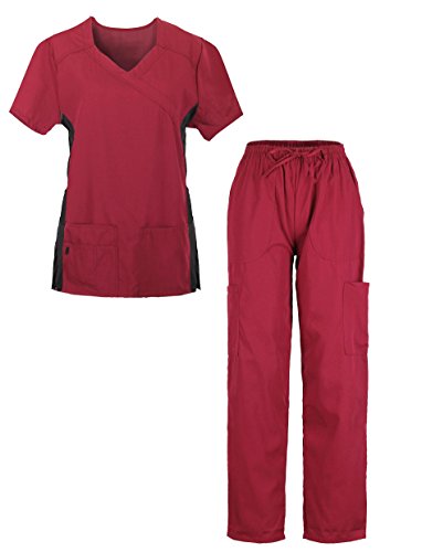 G Med Women's Lace Patch/Side Panel Scrub Top and Pant 2 Piece Sets