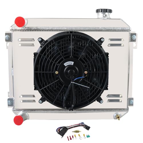 Enignelooc 3 Row Core Aluminum Radiator For 1979-1982 Toyota Corolla TE71/TE72 1.6L 1.8L L4 MT Radiador Automotive Replacement Radiators Shroud Fan Relay Kit