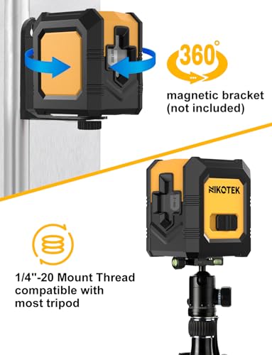 Nikotek Niveau Laser Auto-nivelant Faisceau Vert Horizontal et Vertical Laser Croisé pour la Décoration de La Maison, Pochette de Transport, Batterie Incluse