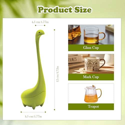 Image of Tea Strainer Infuser - Cute Dinosaur Design, Easy-to-Clean | Food-Grade Silicone Tea Filter for Loose Leaf, Great Gift for Tea Lovers