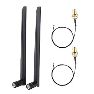 Kafuty 2PCS M.2/NGFF Netwerkkaart Kabel en 2X 6DBi Antenne voor Intel 9260NGW/7265AC/9650AC/BCM94360 met SMA Hoofd…