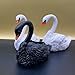 Black and White Bride and Groom Swan Cake Toppers – Handmade Fondant Pair, 3