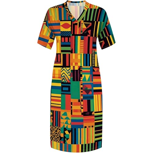 Image of SUZONANA Plus Size Dresses for Curvy Women African Print American Dress Summer Outfits Casual Loose with Pocket