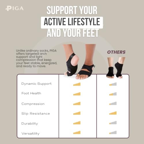 Image of PIGA Toeless Pilates Socks - Non-Slip Grip for Men & Women, Breathable, Durable for Pilates, Barre & Yoga Workouts