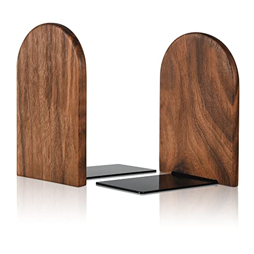 Shikaman Book End Wood Bookends Heavy Duty Book Stand cover