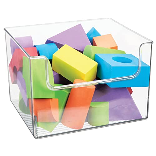 Mdesign Plastic Large Home Storage Organizer Bins With Open Front For Kitchen, Bedroom, Bathroom, Office, Craft Or Playroom Organization - Holds Food, Toys, Books - Ligne Collection - 4 Pack - Clear #TOP4