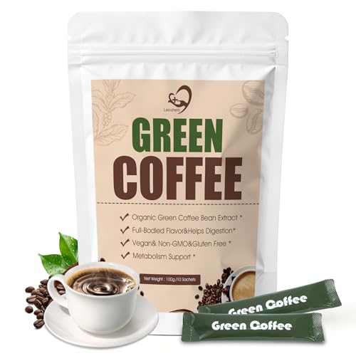 Natural Green Coffee for Energy & Metabolism Support Instant Coffee with Green Coffee Bean Extract & 8 Plant -Based Ingredients Easy to Mix Sachets Vegan Friendly (10 Servings)