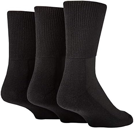 IOMI Footnurse - 3 Pack Unisex Extra Wide Bamboo Diabetic Socks | 4 Sizes | For Swollen Feet & Legs | Smooth Toe Seam | Cushioned Foot (Black, 4-7)