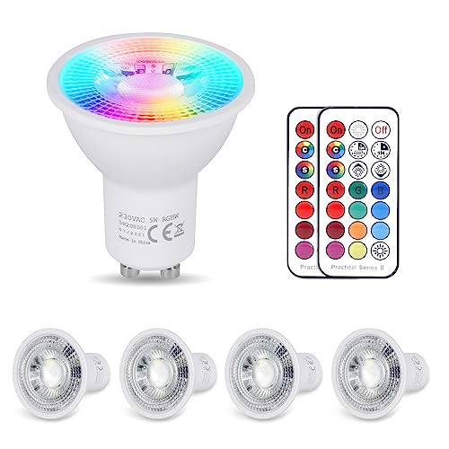 Lampadina LED RGB Con Telecomando, 3W E27, Cambio Colore E Dimmerabile, 12 Colori E Timer, Luce D'Atmosfera