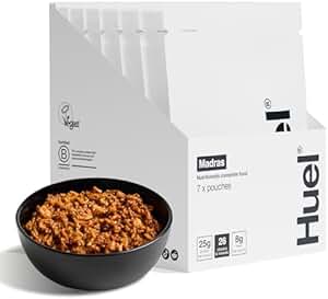 Huel Hot & Savoury Meal Packs, Madras, 7 Meals, Plant-Based 