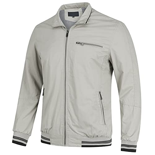 YOUTHUP Blouson D'été Légère pour Homme Veste de Sport Cargo Décontractée Blousons Aviateur à col Montant Homme, Gris, L - Image 3