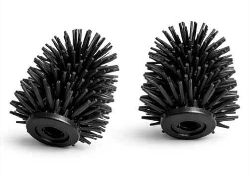 Bravara X Silicone Toilet Brush Replacement Heads (2 Pack) 12mm Screw-On Fit Flexible Silicone Brush Heads Compatible with 12mm Thread Toilet Brush Handles