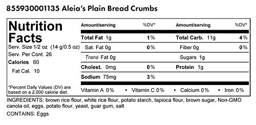 Aleia's Gluten Free Plain Bread Crumbs 13 Oz, Pack Of 1 #TOP2