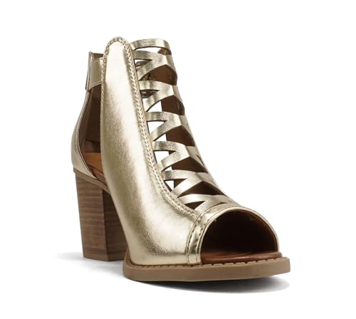 Image of Soda Aran ~ Women Open Toe Crisscross Straps Back Zipper High Heel Fashion Sandal with Adjustable Ankle Strap