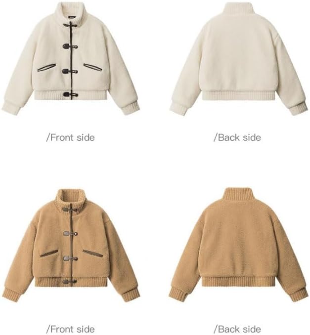 Short Thick Warm Stand Collar Cotton Padded Jacket for Winter