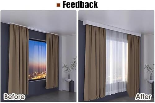 Ceiling Mounted Curtain Track with Double Rails, 3-in-1 Room Divider Set for Windows, White Valance Rod & Curtain Box, 330cm/10.8ft - Stylish Home Decor Solution