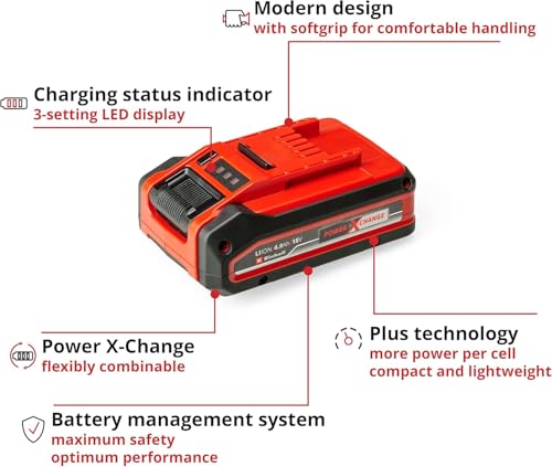 Einhell Power X-Change Plus 18V, 4.0Ah Lithium-Ion Battery - 2nd Generation, Extra Power For Intensive Operation - Universally Compatible With All Einhell PXC Power Tools And Garden Machines - Image 3