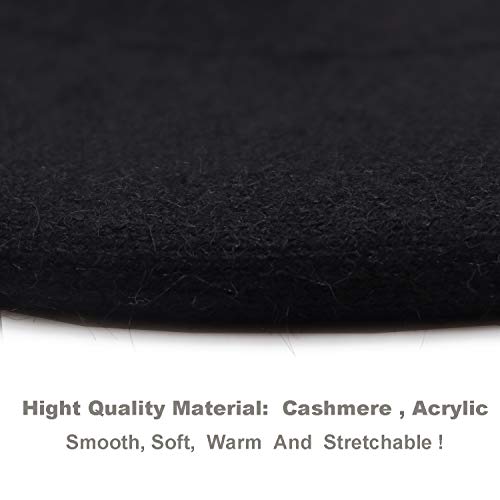 French Beret Hat,Reversible Solid Color Cashmere Beret Cap For Womens Girls Lady Adults (Black)… #TOP6