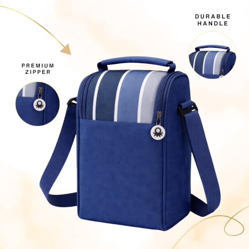 Image of United Colors of Benetton Lunch Bag Set with 3 Glass Containers Insulated | Insulated bag with 3 borosilicate glass containers, airtight leakproof lids, BPA-, microwave freezer dishwasher safe