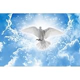 Peace Dove Backdrop Holy Jesus Christ Spirit Bird Photography Background Blue Sky White Clouds Heaven Bright Lights Backdrop Decors Love Peace Spring Flowers Church Christian Background 7x5ft