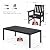 Stoog 7 Pieces Patio Dining Sets, All-Weather HIPS Material & Aluminum Frame Dining Table with 2" Umbrella Hole, Outdoor Dining Table Set for 6, Never Rot or Fade, Black