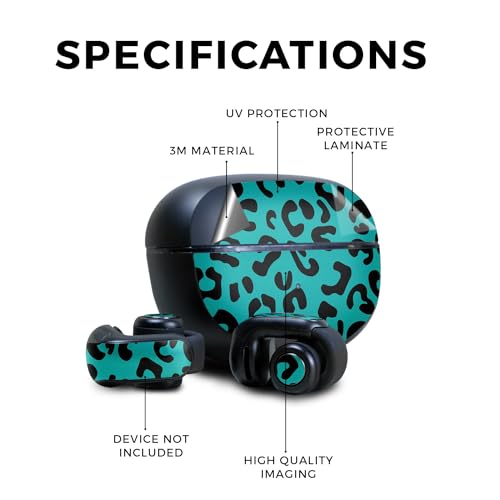 Image of Skin Compatible with Bose Ultra Open Earbuds - Teal Leopard - Premium 3M Vinyl Protective Wrap Decal Cover - Easy to Apply | Crafted in The USA by MightySkins