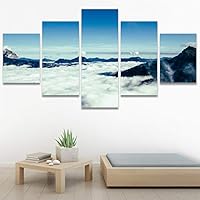 SIGNWIN 5 Panel Canvas Wall Art Snow Mountain for Home Decorations Ready to Hang - 60