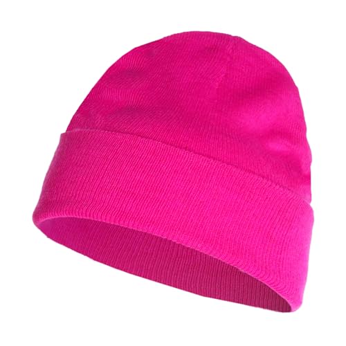 Werownsgso Strickmützen Beanie Mütze Herren Dünner Wintermütze Classics Mütze Herren Damen für Kalte Tage Outdoor (DE/NL/SE/PL Alphanumerisch Einheitsgröße Neonpink)
