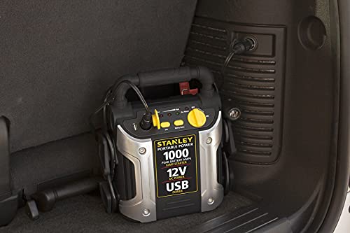 Stanley J509 Portable Power Station Jump Starter: 1000 Peak Amp Battery Booster, Usb Port, Battery Clamps #TOP1