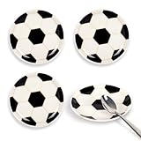 Whaline 4 Pcs Soccer Coffee Spoon Rest Round Ceramic Spoon Holder Sports Ring Dish for Party Kitchen Home...