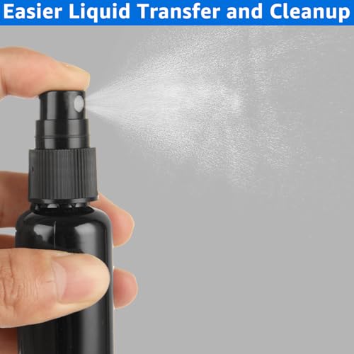 60 Pcs Small Spray Bottle Bulk, 30ML 1Oz Black Empty Spray Bottles Plastic Fine Mist Spray Bottles with Cap & Funnel, Small Refillable Sprayer Liquid Containers for Perfume, Cleaning, Essential Oil3