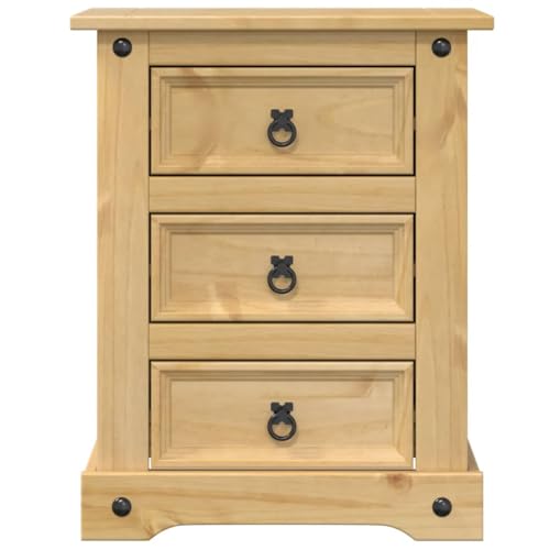 Table de Chevet Corona Meuble de Chambre 3 Tiroirs Petite Commode Rustique - 6