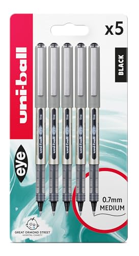 Uni-Ball UB-157 Noir : Excellence d'un lot de 5 stylos rollers en plastique haute fiabilité