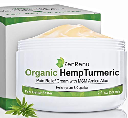 Organic Hemp Pain Relief Cream by ZenRenu - MSM Turmeric Arnica Lotion