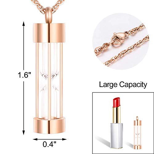 Abooxiu Hourglass Ashes Necklace For Men For Women Urn Necklace For Ashes Stainless Steel Memorial Keepsake Cremation Jewelry Ashes Holder - Rose Gold #TOP1