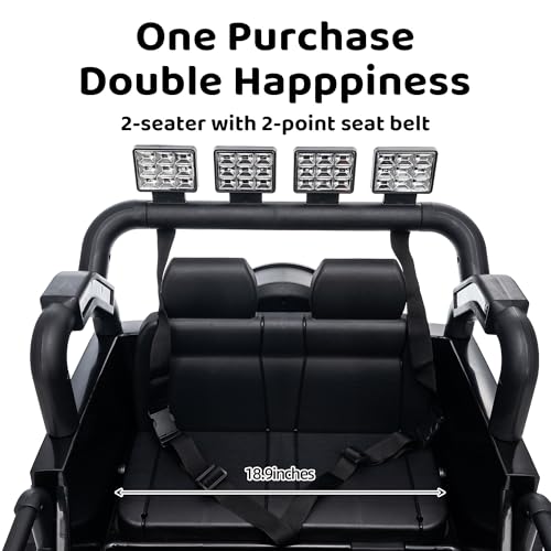 Image of Kids 2-Seater Ride on Toy Car, 12V Kids Electric Car with Remote, 110LBS Load, 2WD, Music, Safety Belt, Soft Start (Black)