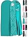 Gusseted Gown Garment Bag for Women's Prom and Bridal Wedding Dresses - Travel Folding Loop, ID Window-72" x 24" with 10" Tapered Gusset - Tiffany Blue / White - by Your Bags