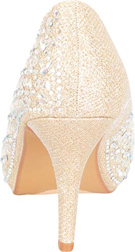 Cambridge Select Damen Pumpe mit Strasssteinen, verdeckte Plateausohle, Gold (Champagnerfarben glitzernd), 38 EU