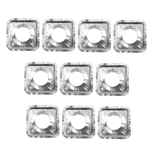 VALICLUD Feuilles D'aluminium Carrées 30 Pcs Résistantes la Chaleur l'huile pour Cuisinière à Gaz, Protège-brûleurs Universels Réutilisables, Accessoires la Cuisine Nettoyage Gazinière,