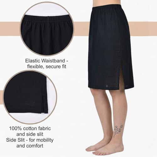 Image of Aimly Women's Cotton Knee Length Skirt Slip - Pack of 1