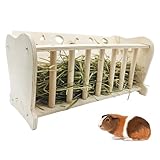 Hamiledyi Pet Wooden Hay Feeder for Guinea Pigs Hay Feeder Rack Large Capacity Rabbits Hay Holder Food Dispenser Natural Wooden,Rabbit Cage Accessories