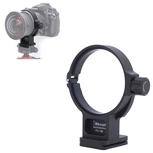 iShoot Support de collier d'objectif pour trépied Compatible avec Nikon PC NIKKOR 19 mm f/4E ED Tilt-Shift objectif, Arca-Swiss Type 50 mm Plaque de dégagement rapide pour trépied Arca Fit